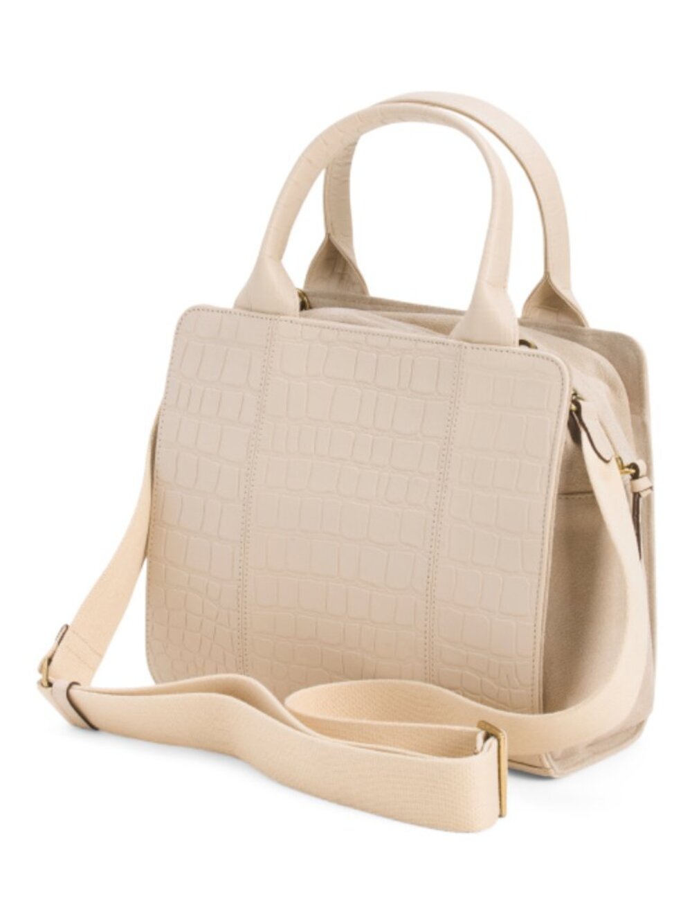 (New) Lucky Brand – Kloe Faux Croc Leather Satchel Shoulder Bag (Vanilla) - Picture 3 of 13